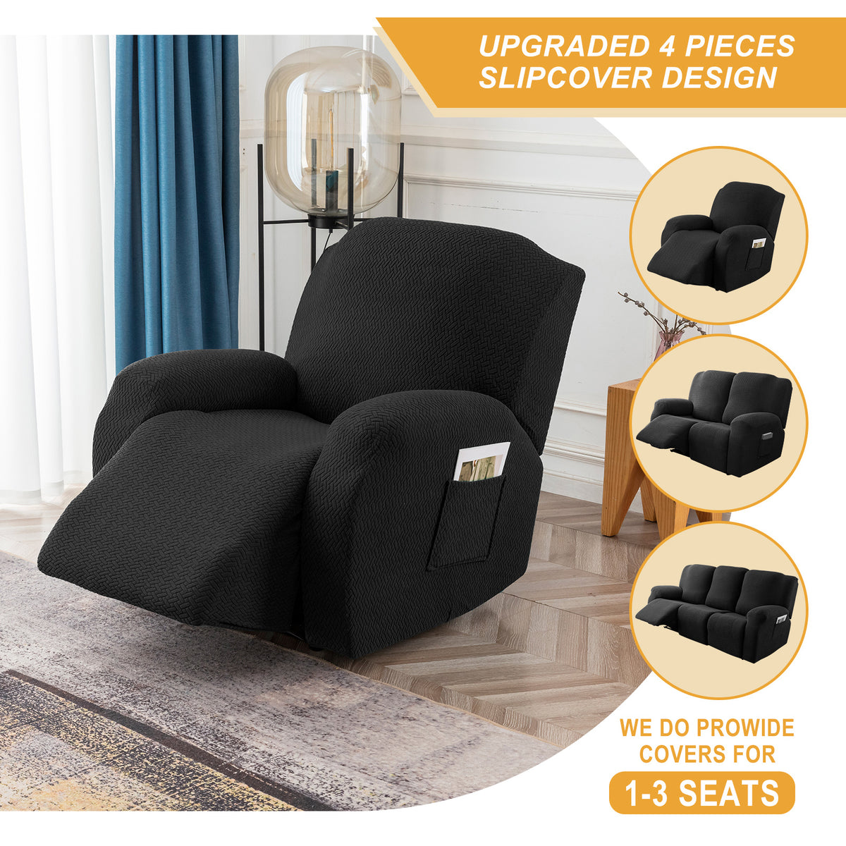 Jacquard Recliners Slipcovers For 1/2/3 Seats Doottoo