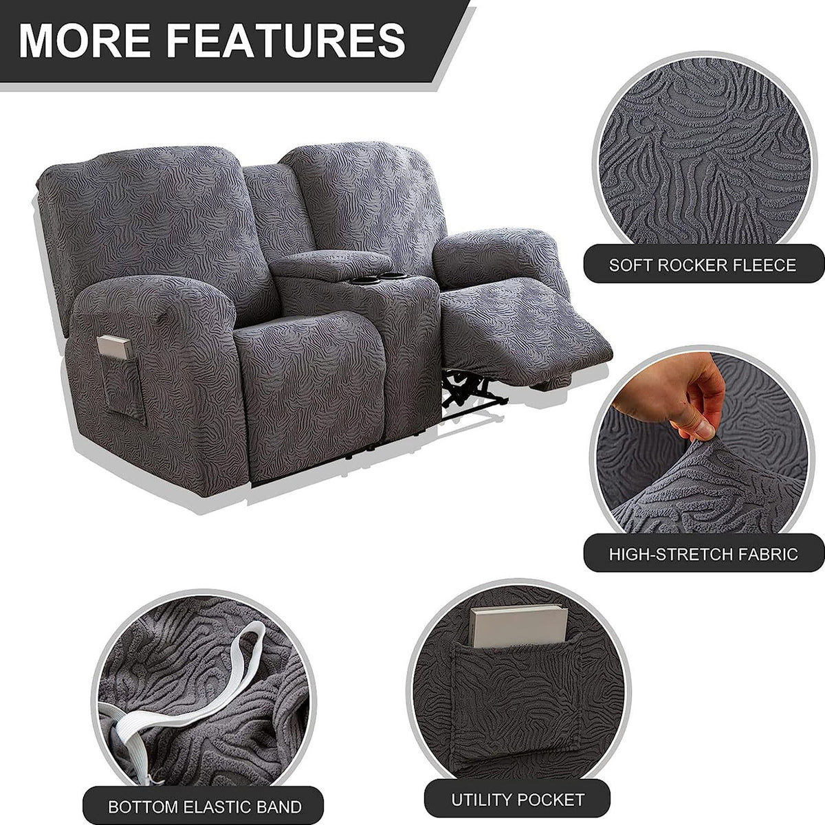 Recliner Loveseat Cover with Center Console Doottoo
