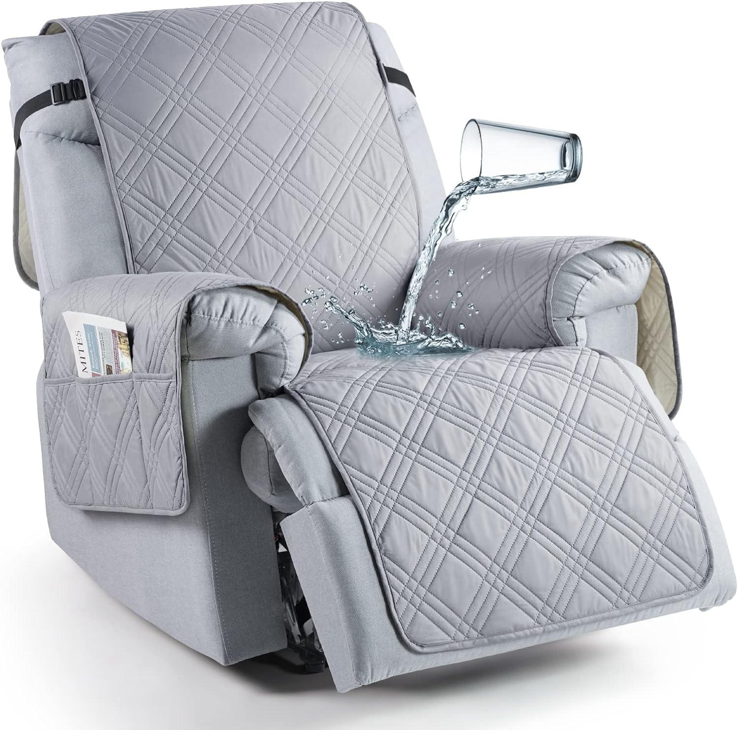 Box Cushion Recliner Slipcover Rebrilliant Size: 103 H x 34 W x 23 D, Fabric: Gray Velvet